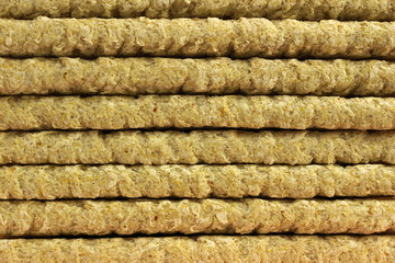 A stack of Crispbread. Texture, background. Diet, proper nutrition, Vegan