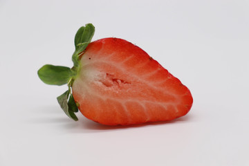 sliced strawberry on white background