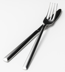 Fork and knife isolated on white background