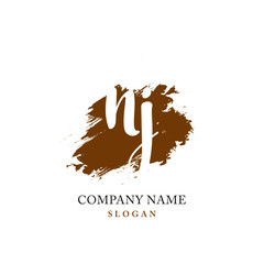 NJ Initial handwriting logo vector