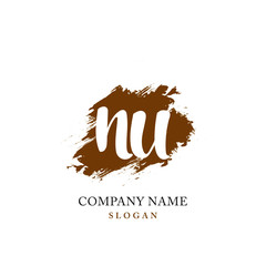 NU Initial handwriting logo vector