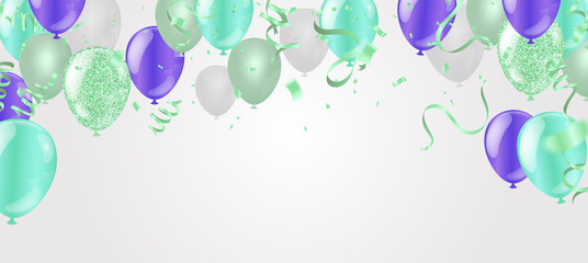 Glossy Happy Birthday Balloons Background Vector Illustration eps10