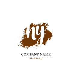 Obraz premium NY Initial handwriting logo vector