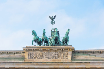 Fototapeta premium Quadriga on Brandenburg Gate in Berlin, Germany.