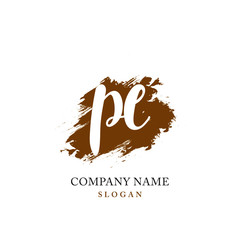 PE Initial handwriting logo vector	