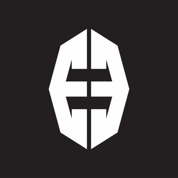 EE Logo monogram with octagonal ribbon style design template