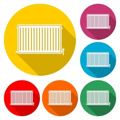 Heating radiator icon isolated with long shadow