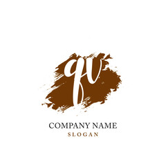 QV Initial handwriting logo vector	