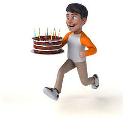 Fun 3D cartoon Asian teenager .