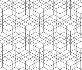 Geometric outline seamless pattern with cubes.