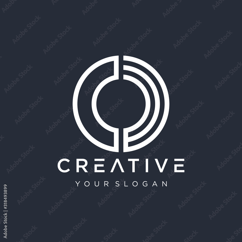 Poster initial cw logo design modern monogram and elegant with circle concept. logo the letter c w in the f