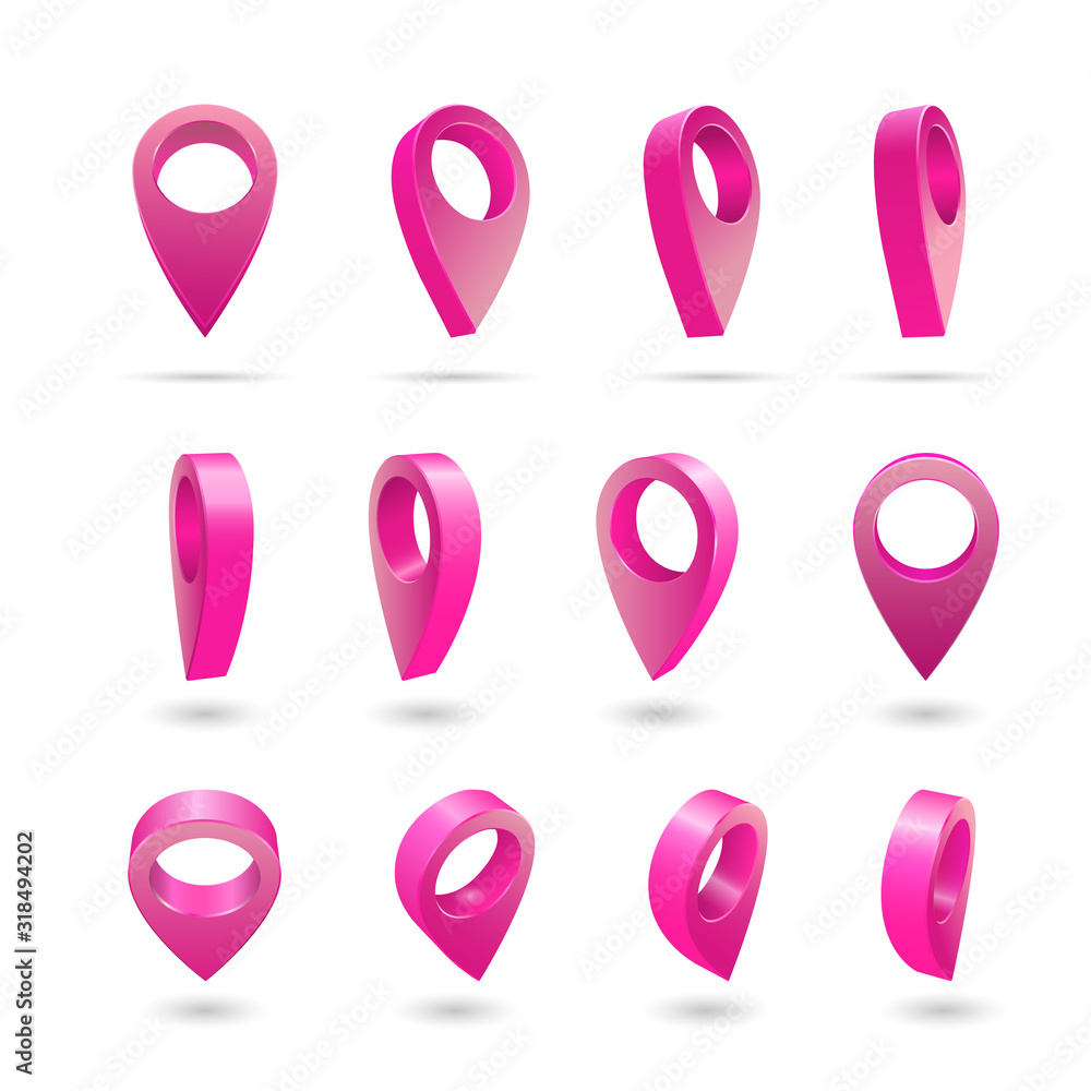 Aufkleber set map pointer 3d pin location symbols vector
