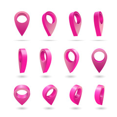 Set Map pointer 3d pin location symbols vector