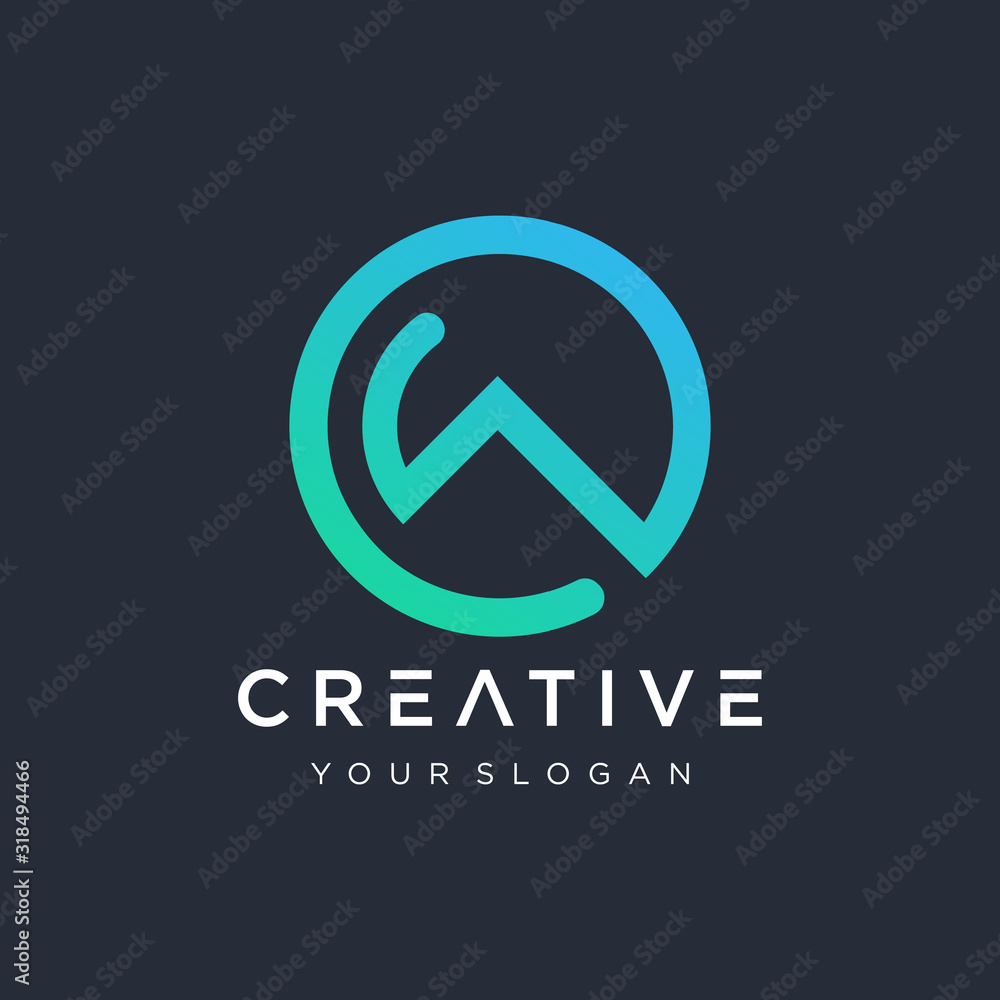 Poster initial w o logo design modern monogram and elegant with circle concept. logo the letter ow in the f