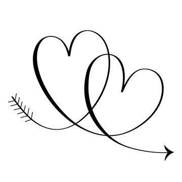 Hand-Drawn Vector Interlocking Hearts With Copy Space