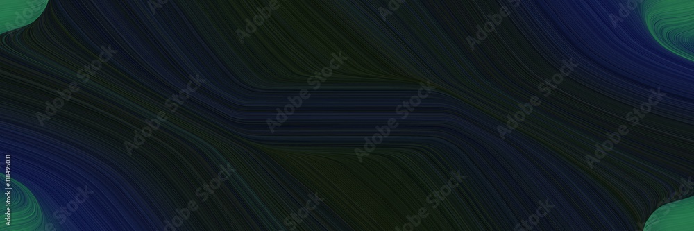 Poster colorful banner with very dark blue, very dark green and dark slate gray colors. dynamic curved line