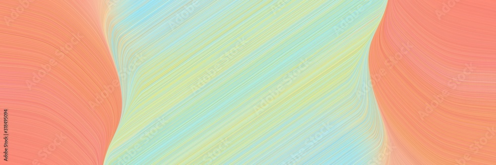 Poster surreal designed horizontal banner with dark salmon, powder blue and tea green colors. dynamic curve