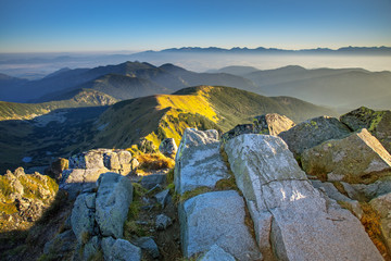 sunrise in the slovak mountains, low tatras