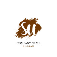 SU Initial handwriting logo vector	