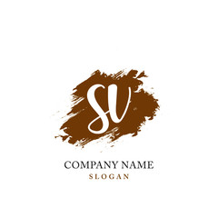SV Initial handwriting logo vector	