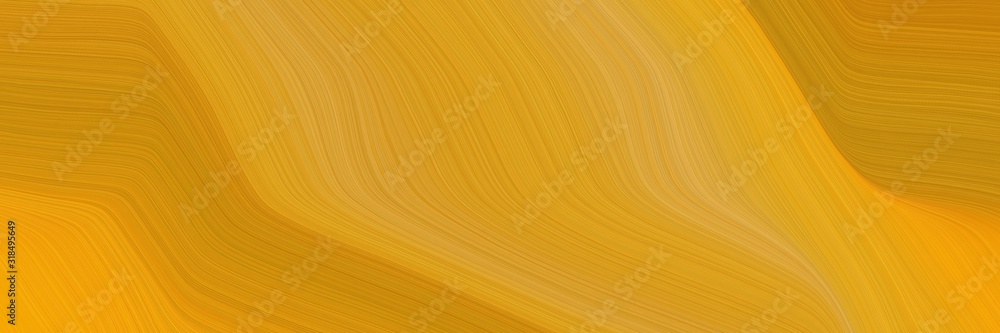 Poster artistic horizontal banner with golden rod, sandy brown and orange colors. dynamic curved lines with