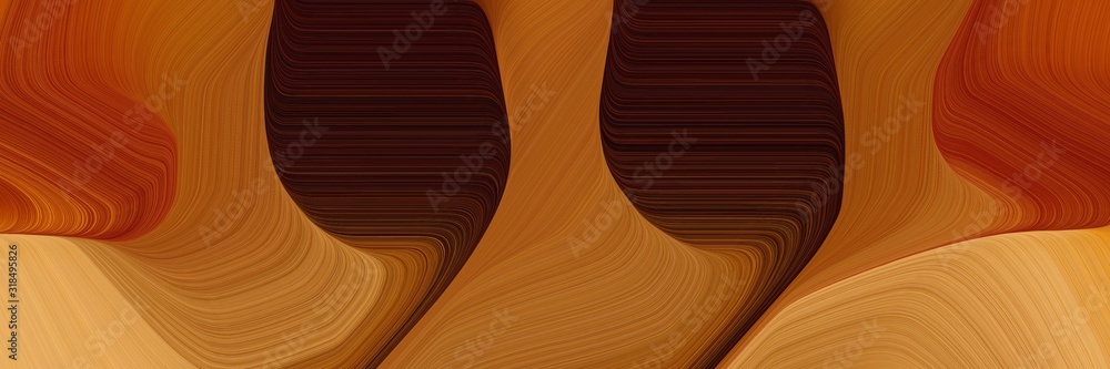 Poster dynamic designed horizontal banner with sienna, very dark red and sandy brown colors. dynamic curved lines with fluid flowing waves and curves