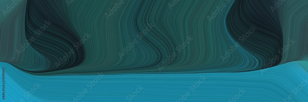 Poster flowing banner with dark slate gray, dark cyan and teal colors. dynamic curved lines with fluid flowing waves and curves