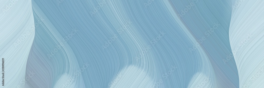 Poster colorful designed horizontal header with dark gray, powder blue and light blue colors. dynamic curved lines with fluid flowing waves and curves