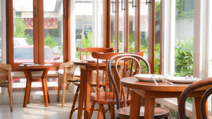 wood chair in coffee shop.