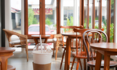 wood chair in coffee shop.