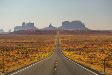 Highway in Desert Leading to Monument Valley