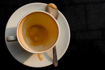 empty latte coffee cup photography flat lay top view