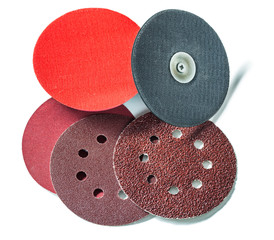 abrasive discs and holders isolated on white