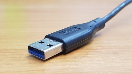 Close up black USB Cable