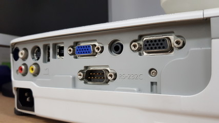 Close up panel equipment and ports. 