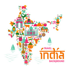 Traditional symbols in the form of a map of India
