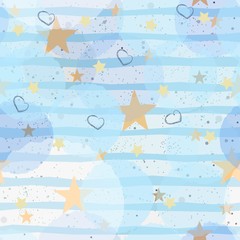 Creative Hand Drawn Seamless Pattern with Stars.