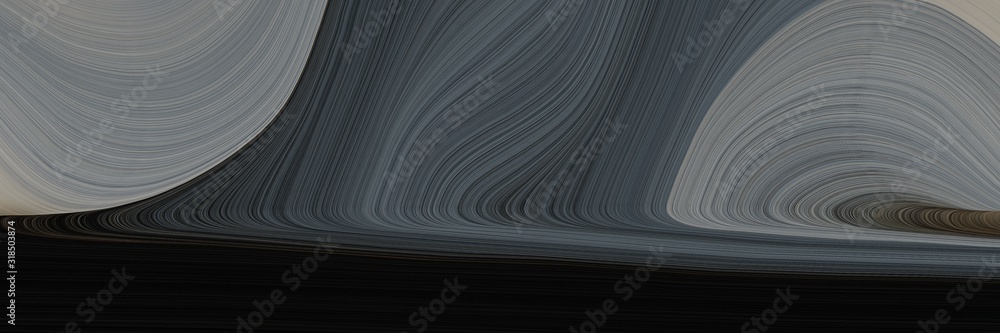 Poster decorative header design with very dark blue, gray gray and dim gray colors. dynamic curved lines with fluid flowing waves and curves