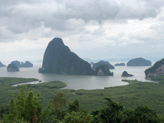 View of Phang Nga Bay from Samet Nang She point in Phang Nga, Thailand