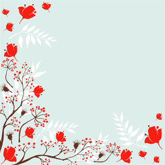 Hand drawn color vector background with wild flowers