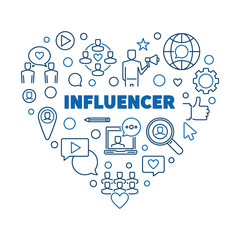 Influencer vector concept creative heart linear illustration