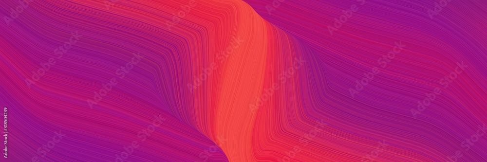 Poster decorative horizontal banner with medium violet red, dark magenta and crimson colors. dynamic curved lines with fluid flowing waves and curves