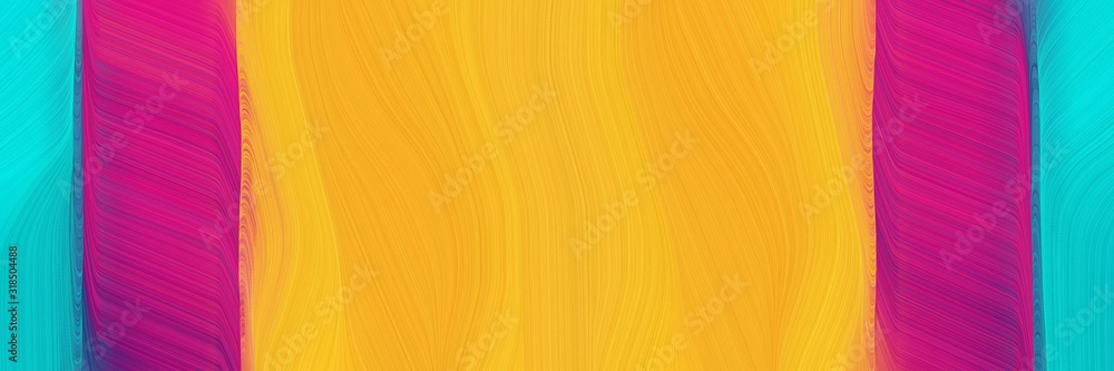 Poster dynamic designed horizontal header with vivid orange, medium violet red and dark turquoise colors. dynamic curved lines with fluid flowing waves and curves