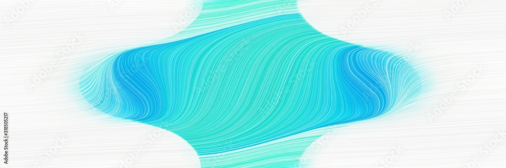 Poster moving horizontal header with turquoise, white smoke and aqua marine colors. dynamic curved lines with fluid flowing waves and curves