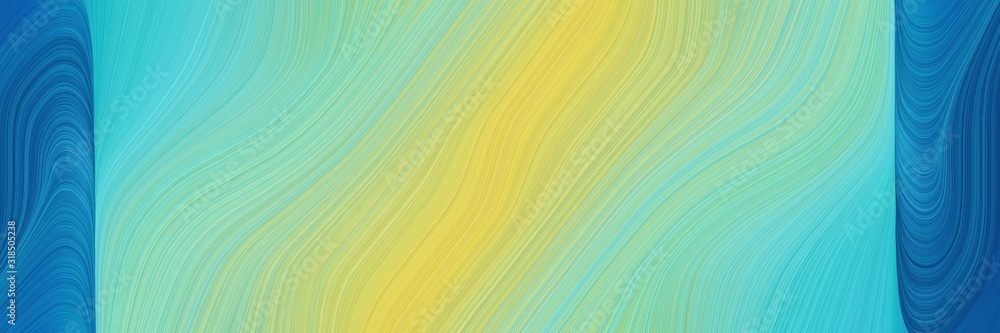 Aufkleber surreal horizontal banner with medium aqua marine, strong blue and dark khaki colors. dynamic curved