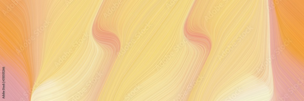 Poster colorful header design with khaki, pastel orange and bisque colors. dynamic curved lines with fluid flowing waves and curves