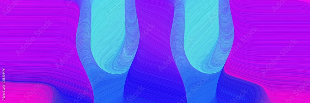 Poster colorful banner with medium turquoise, dark violet and magenta colors. dynamic curved lines with flu
