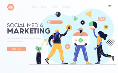Flat Modern design Illustration of Social Media Marketing
