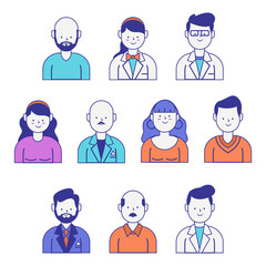 Set of avatar people smiling on the white background