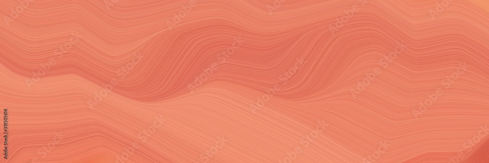 Poster colorful horizontal banner with salmon, indian red and light salmon colors. dynamic curved lines with fluid flowing waves and curves